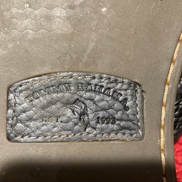 TOMMY BAHAMA Sz 10D Anchors Away Leather Thong Flip Flops Flat Shoes - Picture 5 of 11